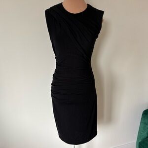 T ALEXANDER WANG Ruched Gathered Stretch Bodycon Jersey Black Sleeveless Dress S